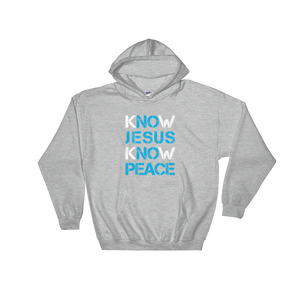 Know Jesus Know Peace - Christian Faith Hooded Sweatshirt - Colour Grey from forzatees.com