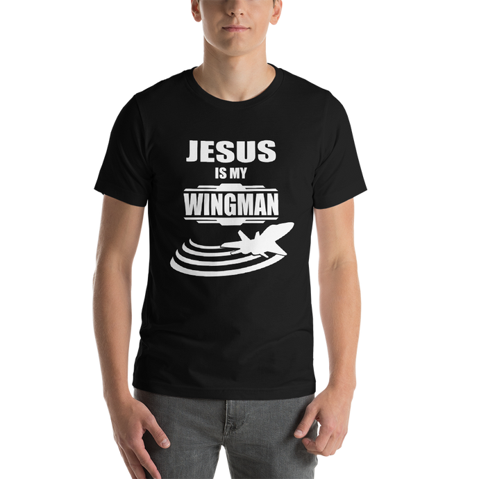 Jesus is my Wingman - Religious Christian Clothing Black Short-Sleeve Men's T-Shirt - Original design from Forza Tees