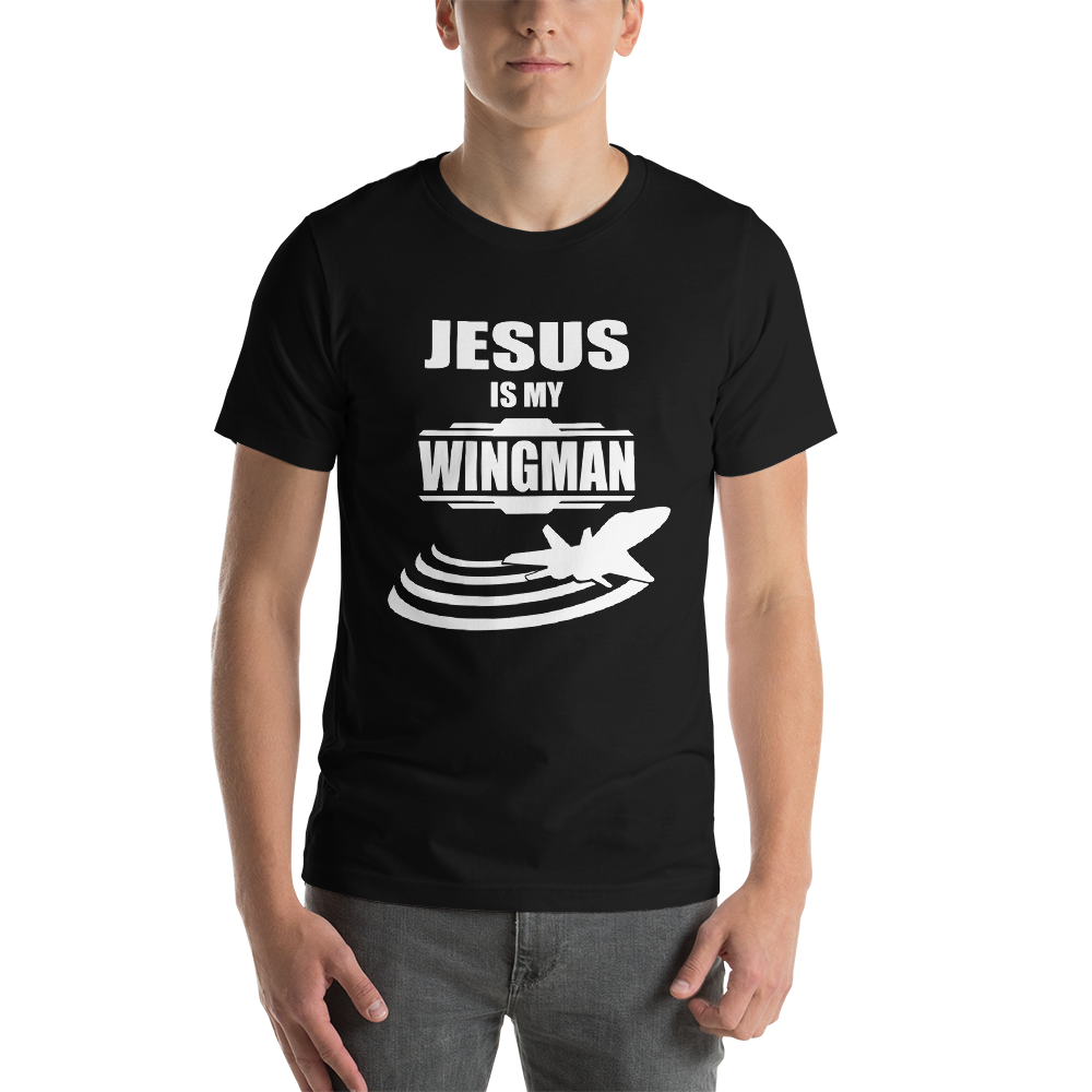 Jesus is my Wingman - Religious Christian Clothing Black Short-Sleeve Men's T-Shirt - Original design from Forza Tees