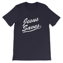 Jesus Saves Religious Christian Unisex T-Shirt in Navy from forzatees.com