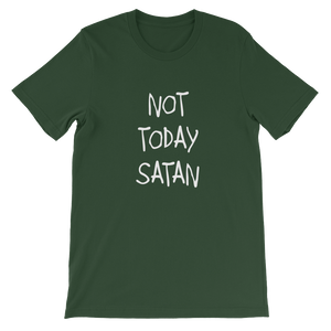 Not Today Satan Religious Christian Unisex T-Shirt in Green from forzatees.com
