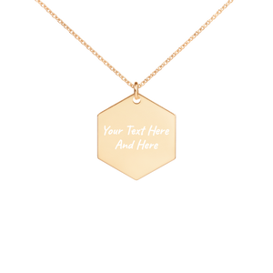 Custom Engraved Silver Hexagon Necklace in 24K Gold - Engrave your own personal message