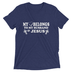 My Heart Belongs to My Husband and Jesus - Premium Short-Sleeve Ladies T-shirt