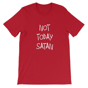 Not Today Satan Religious Christian Unisex T-Shirt in Red from forzatees.com