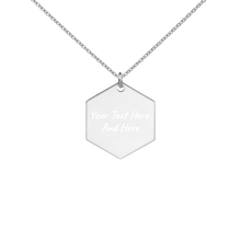 Custom Engraved Silver Hexagon Necklace in Silver - Engrave your own personal message