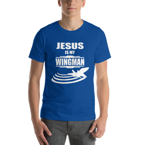 Jesus is my Wingman - Religious Christian Clothing Blue Short-Sleeve Men's T-Shirt - Original design from forzatees.com