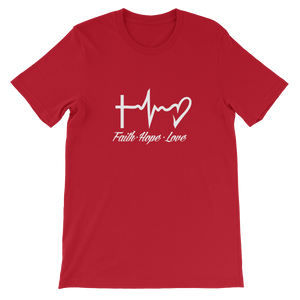 Faith - Hope - Love - Religious Christian Unisex T-Shirt in Red from forzatees.com