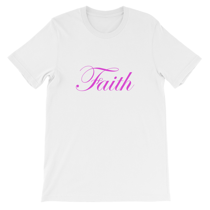 Pink Faith Slogan on White T-Shirt from Christian Clothing Collection at forzatees.com