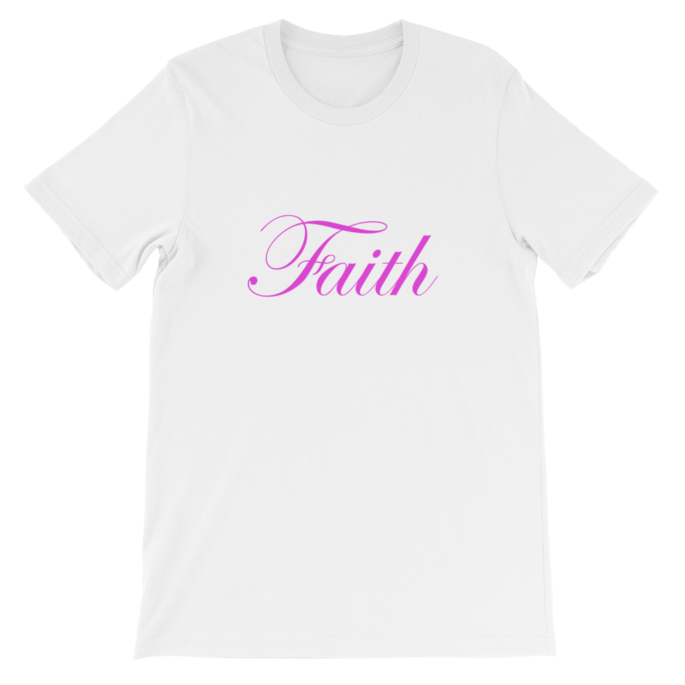 Pink Faith Slogan on White T-Shirt from Christian Clothing Collection at forzatees.com