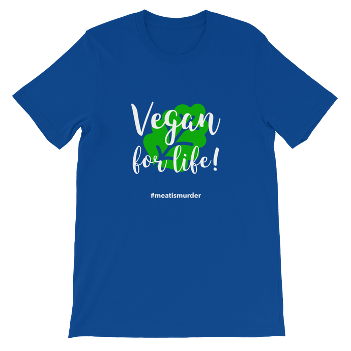 Vegan For Life - Meat is Murder Blue Unisex T-Shirt for Vegans from Forza Tees