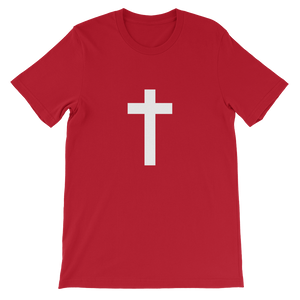 Christian Cross - Religious Unisex T-Shirt in Red with White Cross from Forza Tees