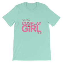 Cosplay Girl t-shirt in heather mint with pink text, perfect for girls who love to cosplay - from forzatees.com