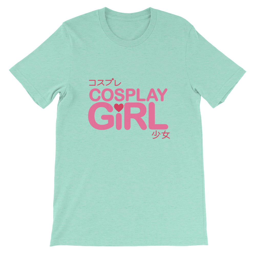 Cosplay Girl t-shirt in heather mint with pink text, perfect for girls who love to cosplay - from forzatees.com