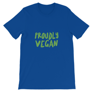 Proudly Vegan Blue Unisex T-Shirt from Forza Tees