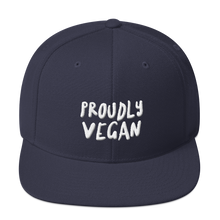 Proudly Vegan 3D Embroidered Navy Snapback Hat from Forza Tees