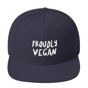 Proudly Vegan 3D Embroidered Navy Snapback Hat from Forza Tees
