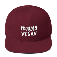 Proudly Vegan 3D Embroidered Maroon Snapback Hat from Forza Tees