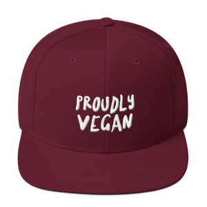 Proudly Vegan 3D Embroidered Maroon Snapback Hat from Forza Tees
