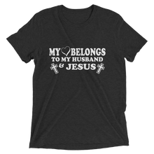 My Heart Belongs to My Husband and Jesus - Premium Short-Sleeve Ladies T-shirt