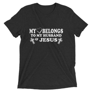 My Heart Belongs to My Husband and Jesus - Premium Short-Sleeve Ladies T-shirt
