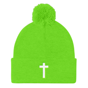 Holy Cross - Christian Faith Embroidered Pom Pom Knit Cap