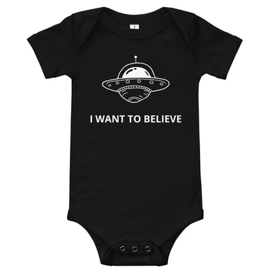 I Want To Believe - UFO Short-Sleeve Baby Bodysuit - Black
