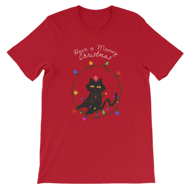 Have a Meowy Christmas - Cat in Fairy Lights - Unisex T-Shirt from Forza Tees