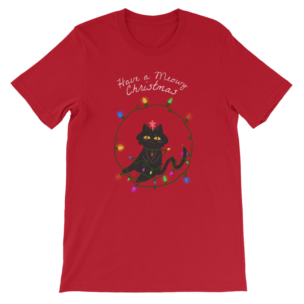 Have a Meowy Christmas - Cat in Fairy Lights - Unisex T-Shirt from Forza Tees