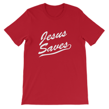 Jesus Saves Religious Christian Unisex T-Shirt in Red from forzatees.com