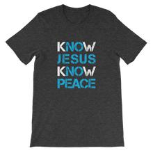 Know Jesus Know Peace - Christian Faith Religious Unisex Heather Grey T-Shirt - uniquely designed by forzatees