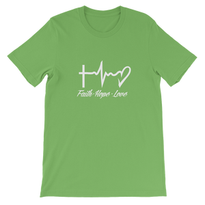 Faith - Hope - Love - Religious Christian Unisex T-Shirt in Lime from forzatees.com