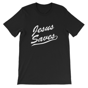 Jesus Saves Religious Christian Unisex T-Shirt in Black from forzatees.com