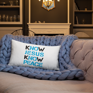 Know Jesus Know Peace - Christian Faith Premium Pillow in the home 4 from forzatees.com