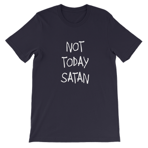 Not Today Satan Religious Christian Unisex T-Shirt in Navy from forzatees.com