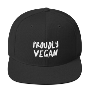 Proudly Vegan 3D Embroidered Black Snapback Hat from Forza Tees