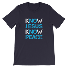 Know Jesus Know Peace - Religious Unisex Navy T-Shirt - unique design by forzatees.com