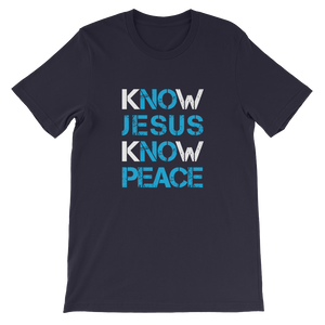 Know Jesus Know Peace - Religious Unisex Navy T-Shirt - unique design by forzatees.com