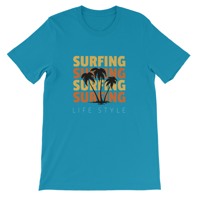 Surfing Life Style - Unisex T-Shirt in Aqua Blue from Forza Tees