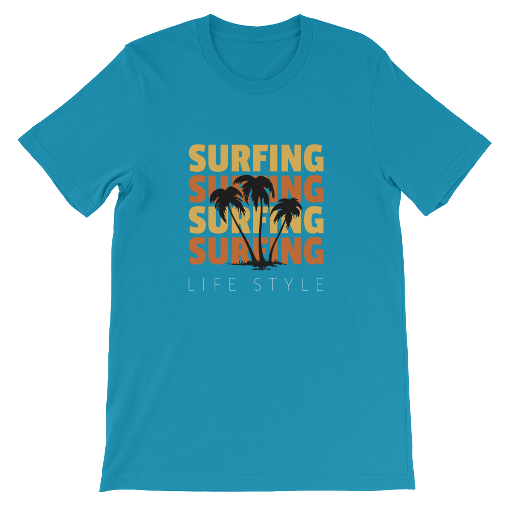 Surfing Life Style - Unisex T-Shirt in Aqua Blue from Forza Tees