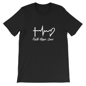 Faith - Hope - Love - Religious Christian Unisex T-Shirt in Black from forzatees.com
