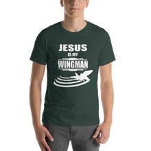 Jesus is my Wingman - Religious Christian Clothing Short-Sleeve Men's T-Shirt heather forest - Original design from forzatees.com