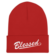 Load image into Gallery viewer, Blessed - Christian Faith Embroidered Cuffed Beanie Hat - Colour Red from forzatees.com
