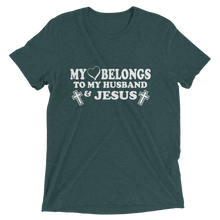 My Heart Belongs to My Husband and Jesus - Premium Short-Sleeve Ladies T-shirt
