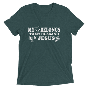 My Heart Belongs to My Husband and Jesus - Premium Short-Sleeve Ladies T-shirt