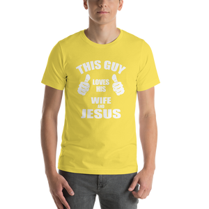 This Guy Loves His Wife and Jesus - Religious Short-Sleeve Men's T-Shirt