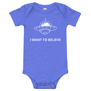I Want To Believe - UFO Short-Sleeve Baby Bodysuit - Blue