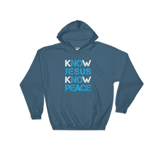 Know Jesus Know Peace - Christian Faith Hooded Sweatshirt - Colour Indigo Blue from forzatees.com
