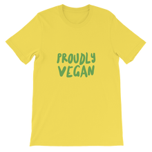 Proudly Vegan Yellow Unisex T-Shirt from Forza Tees