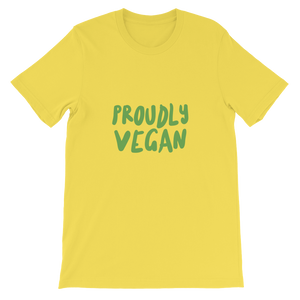 Proudly Vegan Yellow Unisex T-Shirt from Forza Tees
