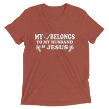 My Heart Belongs to My Husband and Jesus - Premium Short-Sleeve Ladies T-shirt